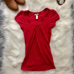 Red Cotton Tight Blouse T-Shirt